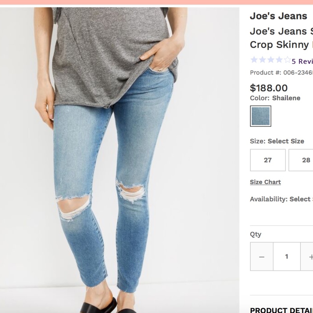 Joe's "the icon" Maternity Jeans Sz 26